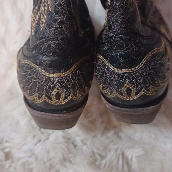 Corral Women's Boot Brown Black Size 9.5 Wing & Cross Leather - Picture 6 of 10